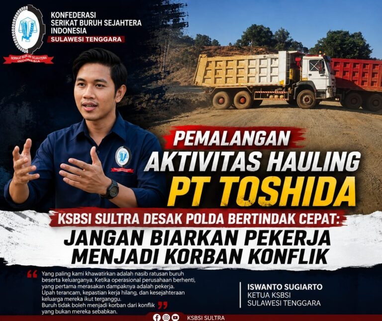 KSBSI Sultra Desak Polda Usut Pemalangan Hauling PT Toshida