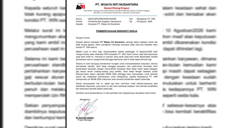 PT WIN Hentikan Operasional, PHK Karyawan Mulai 10 Agustus 2026